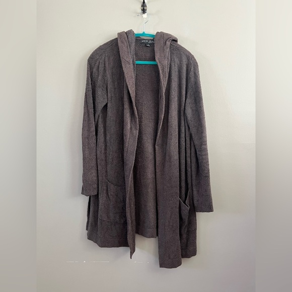 Barefoot Dreams CozyChic Lite Size. M Chocolate‎ Brown Cardigan Hooded - Picture 5 of 7